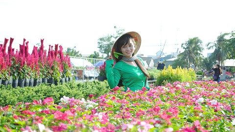Tour du xuân cận Tết ngắn ngày, hút khách thư giãn cuối tuần- Ảnh 1. Du khách chụp ảnh tại vườn hoa Sa Đéc