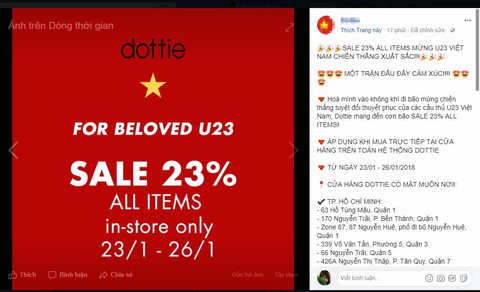 Bão sale xuất hiện ngay sau chiến thắng của U23 Việt Nam - Ảnh 8. Bão sale xuất hiện ngay sau chiến thắng của U23 Việt Nam - Ảnh 8.