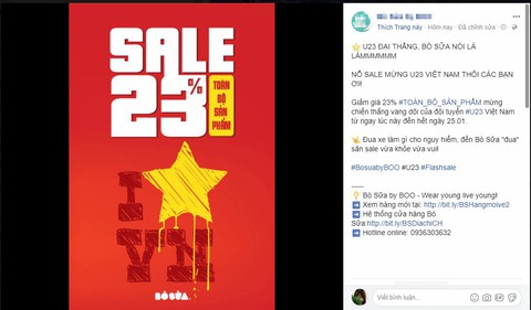 Bão sale xuất hiện ngay sau chiến thắng của U23 Việt Nam - Ảnh 2. Bão sale xuất hiện ngay sau chiến thắng của U23 Việt Nam - Ảnh 2.