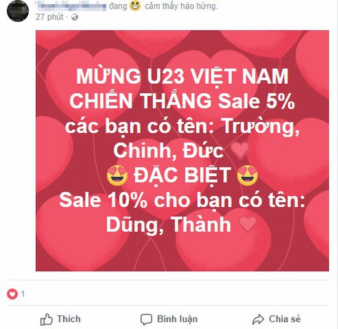 Bão sale xuất hiện ngay sau chiến thắng của U23 Việt Nam - Ảnh 10. Bão sale xuất hiện ngay sau chiến thắng của U23 Việt Nam - Ảnh 10.