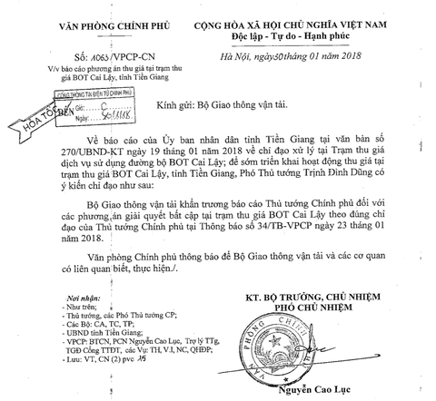 Khẩn trương báo cáo Thủ tướng cách giải quyết BOT Cai Lậy - Ảnh 2. Khẩn trương báo cáo Thủ tướng cách giải quyết BOT Cai Lậy - Ảnh 2.