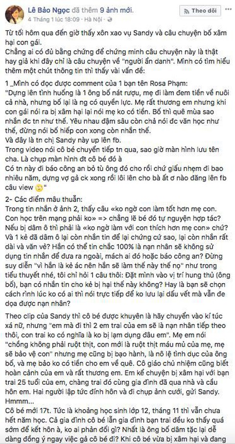 Nghi vấn quanh câu chuyện bị xâm hại của Sandy Bích Ngọc - Ảnh 2. Nghi vấn quanh câu chuyện bị xâm hại của Sandy Bích Ngọc - Ảnh 2.