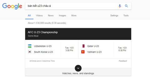 Google nói gì khi không cho U-23 Việt Nam vào bán kết? - Ảnh 1. Google nói gì khi không cho U-23 Việt Nam vào bán kết? - Ảnh 1.