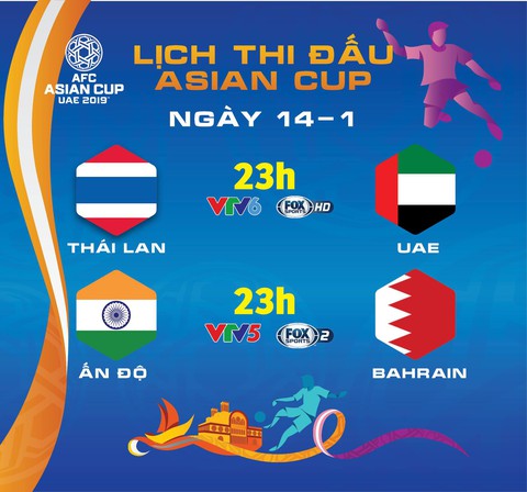 Lịch thi đấu Asian Cup 2019 ngày 14-1: Tâm điểm Thái Lan - Ảnh 1. Lịch thi đấu Asian Cup 2019 ngày 14-1: Tâm điểm Thái Lan - Ảnh 1.