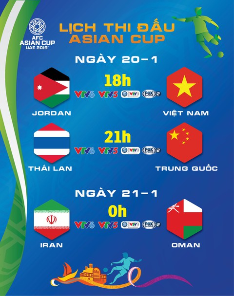 Lịch thi đấu Asian Cup 20-1: Hồi hộp chờ Việt Nam đấu Jordan - Ảnh 1. Lịch thi đấu Asian Cup 20-1: Hồi hộp chờ Việt Nam đấu Jordan - Ảnh 1.
