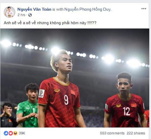 Cầu thủ Việt Nam trải lòng trên Facebook sau chiến thắng trước Jordan - Ảnh 1. Cầu thủ Việt Nam trải lòng trên Facebook sau chiến thắng trước Jordan - Ảnh 1.