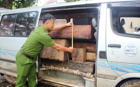 Ôtô dùng biển số giả chở gỗ, thấy công an tài xế vứt xe bỏ trốn - Ảnh 1. Ôtô dùng biển số giả chở gỗ, thấy công an tài xế vứt xe bỏ trốn - Ảnh 1.