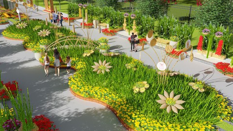 Đường hoa xuân đẹp nức lòng dịp Tết Nguyên đán Kỷ Hợi - Ảnh 1. Đường hoa xuân đẹp nức lòng dịp Tết Nguyên đán Kỷ Hợi - Ảnh 1.