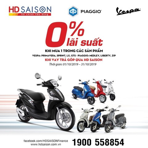 Ưu đãi lãi suất 0% hút người tiêu dùng mua trả góp xe Piaggio - Ảnh 1. Ưu đãi lãi suất 0% hút người tiêu dùng mua trả góp xe Piaggio - Ảnh 1.