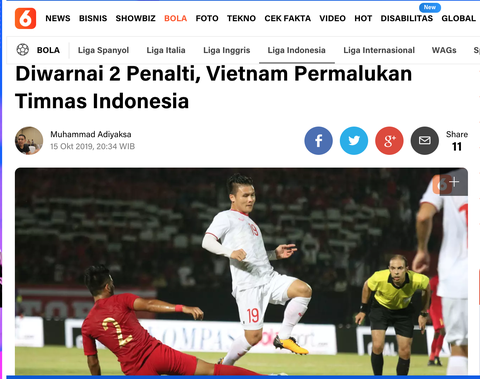 Liputan6: ‘Tuyển Việt Nam khiến Indonesia xấu mặt’ - Ảnh 1. Liputan6: ‘Tuyển Việt Nam khiến Indonesia xấu mặt’ - Ảnh 1.