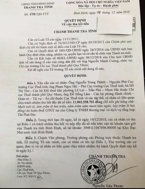 Giáng chức cục trưởng Cục Thuế Bình Định - Ảnh 2. Giáng chức cục trưởng Cục Thuế Bình Định - Ảnh 2.