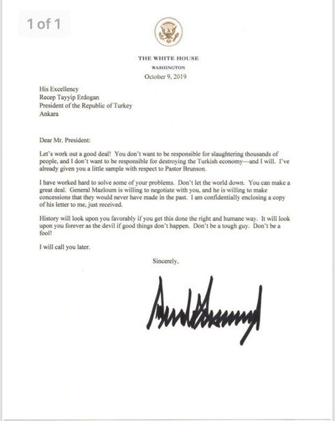 Bức thư ông Trump gửi tổng thống Thổ Nhĩ Kỳ được công bố - Ảnh 2. Bức thư ông Trump gửi tổng thống Thổ Nhĩ Kỳ được công bố - Ảnh 2.