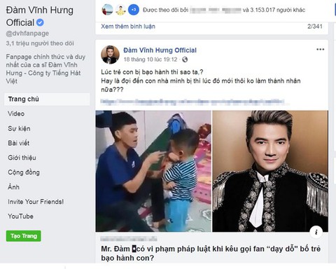 Tài khoản Đàm Vĩnh Hưng kích động trên Facebook: dùng luật rừng đáng lên án - Ảnh 1. Tài khoản Đàm Vĩnh Hưng kích động trên Facebook: dùng luật rừng đáng lên án - Ảnh 1.