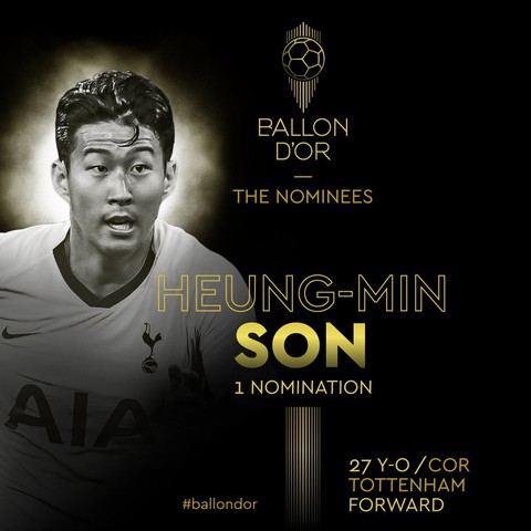 Son Heung Min gây sốt vì được đề cử Quả bóng vàng - Ảnh 2. Son Heung Min gây sốt vì được đề cử Quả bóng vàng - Ảnh 2.