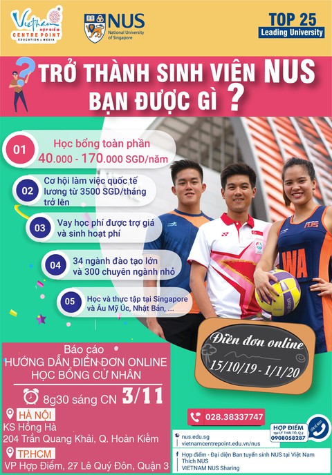 03/11/2019: Hướng dẫn điền đơn online học bổng NUS tại TP.HCM & HN - Ảnh 1. 03/11/2019: Hướng dẫn điền đơn online học bổng NUS tại TP.HCM & HN - Ảnh 1.