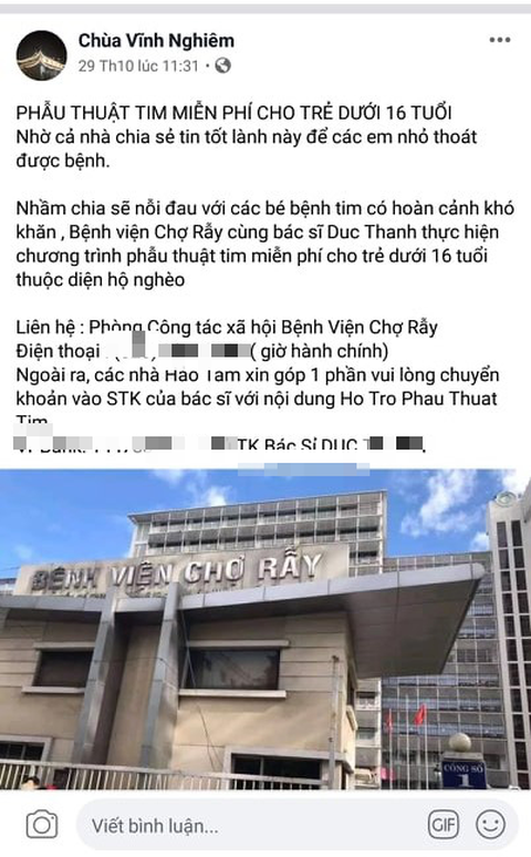 Mạo danh chùa Vĩnh Nghiêm quyên góp tiền mổ tim cho trẻ dưới 16 tuổi - Ảnh 2. Mạo danh chùa Vĩnh Nghiêm quyên góp tiền mổ tim cho trẻ dưới 16 tuổi - Ảnh 2.