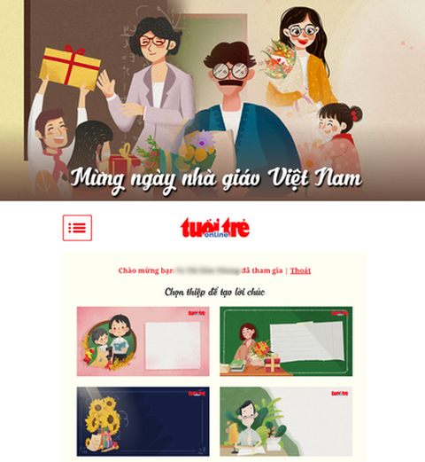 Tạo thiệp chúc mừng Ngày nhà giáo 20-11 trên Tuổi Trẻ Online - Ảnh 1. Tạo thiệp chúc mừng Ngày nhà giáo 20-11 trên Tuổi Trẻ Online - Ảnh 1.