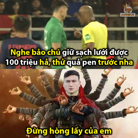 Dân mạng chế ảnh Văn Lâm, Văn Hậu cản bóng xuất thần - Ảnh 1. Dân mạng chế ảnh Văn Lâm, Văn Hậu cản bóng xuất thần - Ảnh 1.