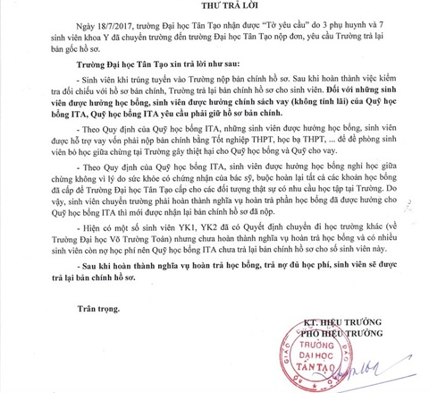 Đến lượt sinh viên kiện Trường đại học Tân Tạo đòi hồ sơ gốc - Ảnh 1. Đến lượt sinh viên kiện Trường đại học Tân Tạo đòi hồ sơ gốc - Ảnh 1.