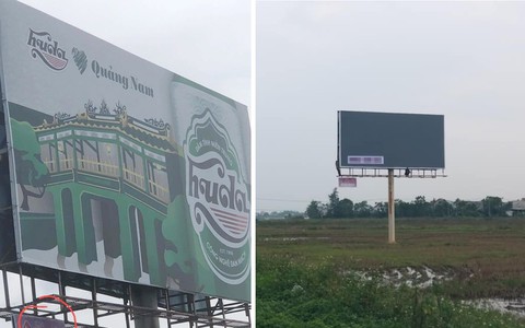 Tháo dỡ biển quảng cáo tô màu bia chùa Cầu - Ảnh 1. Tháo dỡ biển quảng cáo tô màu bia chùa Cầu - Ảnh 1.