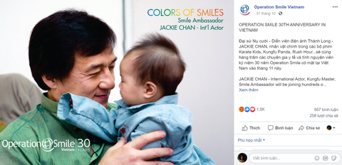 Operation Smile ra thông cáo: Thành Long sẽ không đến Việt Nam - Ảnh 1. Operation Smile ra thông cáo: Thành Long sẽ không đến Việt Nam - Ảnh 1.