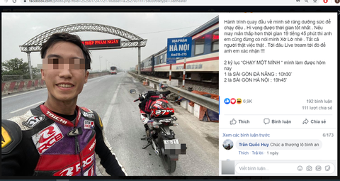 Làm rõ vụ thanh niên chạy xe máy 1.700km từ TP.HCM ra Hà Nội chưa đầy 20 tiếng - Ảnh 2. Làm rõ vụ thanh niên chạy xe máy 1.700km từ TP.HCM ra Hà Nội chưa đầy 20 tiếng - Ảnh 2.