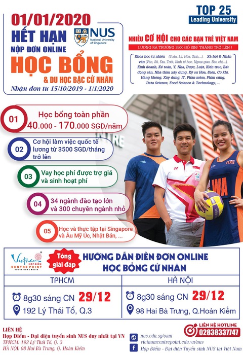 29/12: giải đáp điền đơn học bổng NUS - Ảnh 1. 29/12: giải đáp điền đơn học bổng NUS - Ảnh 1.