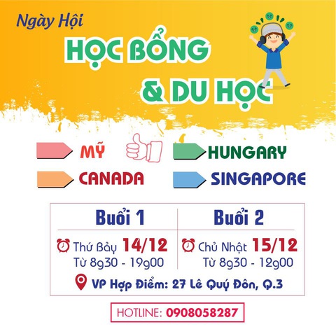 15/12: Ngày hội học bổng du học & Định Cư Mỹ - Canada – Hungary – Singapore - Ảnh 1. 15/12: Ngày hội học bổng du học & Định Cư Mỹ - Canada – Hungary – Singapore - Ảnh 1.