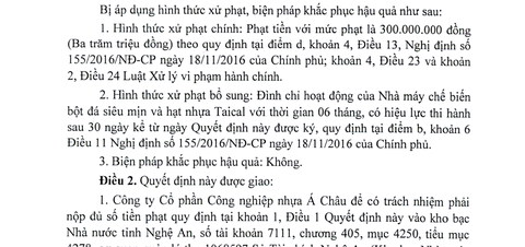 Phạt 300 triệu, đinh chỉ hoạt động nhà máy chưa có báo cáo tác động môi trường - Ảnh 1. Phạt 300 triệu, đinh chỉ hoạt động nhà máy chưa có báo cáo tác động môi trường - Ảnh 1.