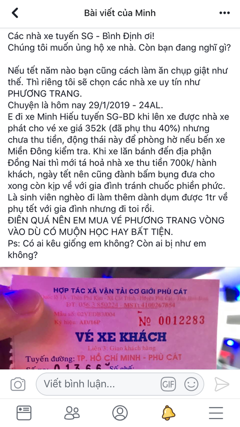 Mua vé tại bến 352.000 đồng, lên xe bị thu 700.000 đồng - Ảnh 2. Mua vé tại bến 352.000 đồng, lên xe bị thu 700.000 đồng - Ảnh 2.