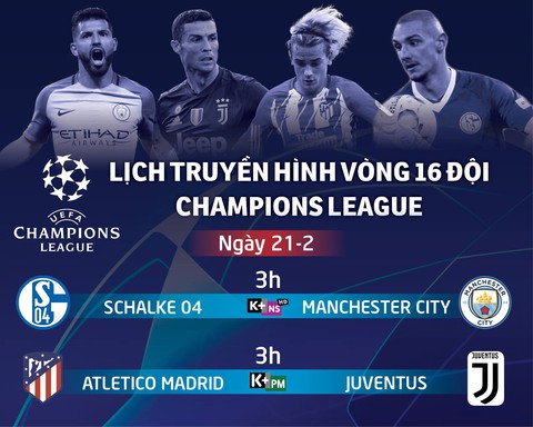 Lịch trực tiếp Champions League ngày 21-2: Atletico Madrid đấu Juventus - Ảnh 1. Lịch trực tiếp Champions League ngày 21-2: Atletico Madrid đấu Juventus - Ảnh 1.