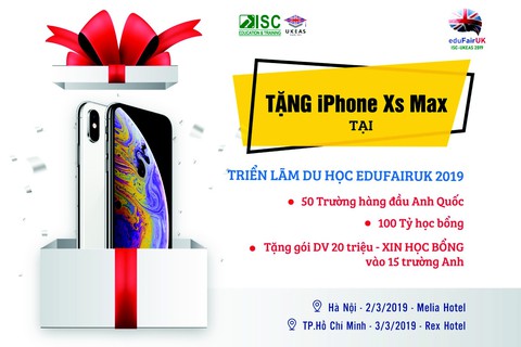Triển lãm eduFairUK 2019: Cơ hội trúng iPhone Xs Max trong tầm tay - Ảnh 1. Triển lãm eduFairUK 2019: Cơ hội trúng iPhone Xs Max trong tầm tay - Ảnh 1.