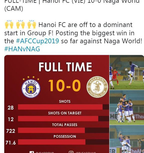 Chiến thắng 10-0 của CLB Hà Nội lập kỷ lục ở AFC Cup - Ảnh 2. Chiến thắng 10-0 của CLB Hà Nội lập kỷ lục ở AFC Cup - Ảnh 2.