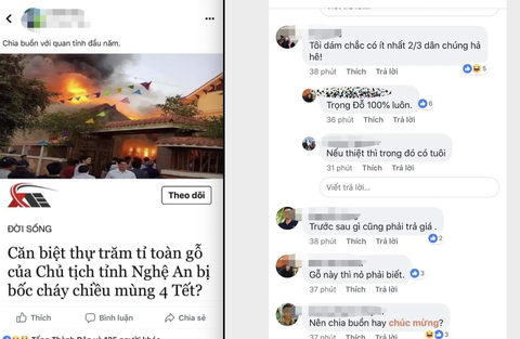 Không có chuyện ‘biệt thự trăm tỉ chủ tịch tỉnh Nghệ An bốc cháy’ - Ảnh 1. Không có chuyện ‘biệt thự trăm tỉ chủ tịch tỉnh Nghệ An bốc cháy’ - Ảnh 1.
