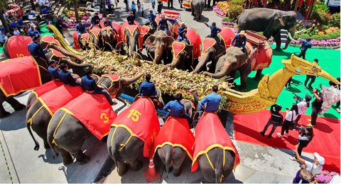 Ngày voi quốc gia Thái Lan: tắm, chơi và ăn rau quả - Ảnh 1. Ngày voi quốc gia Thái Lan: tắm, chơi và ăn rau quả - Ảnh 1.