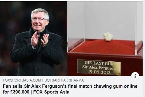 Viên kẹo cao su HLV Ferguson từng nhai được bán với giá 12 tỉ đồng - Ảnh 1. Viên kẹo cao su HLV Ferguson từng nhai được bán với giá 12 tỉ đồng - Ảnh 1.