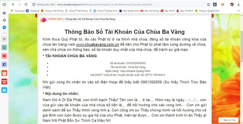 Tạm dừng hoạt động website của chùa Ba Vàng - Ảnh 2. Tạm dừng hoạt động website của chùa Ba Vàng - Ảnh 2.