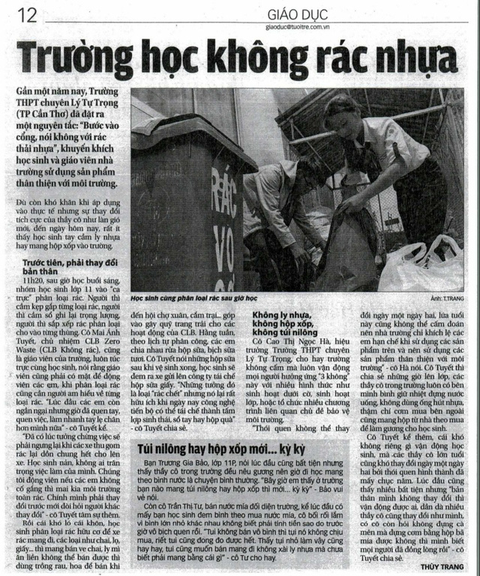 Cần Thơ sẽ nhân rộng mô hình trường học không rác thải nhựa - Ảnh 1. Cần Thơ sẽ nhân rộng mô hình trường học không rác thải nhựa - Ảnh 1.