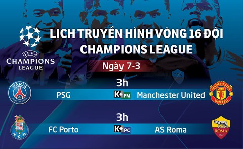 Lịch trực tiếp Champions League: M.U đối diện tử thần ở Paris - Ảnh 1. Lịch trực tiếp Champions League: M.U đối diện tử thần ở Paris - Ảnh 1.