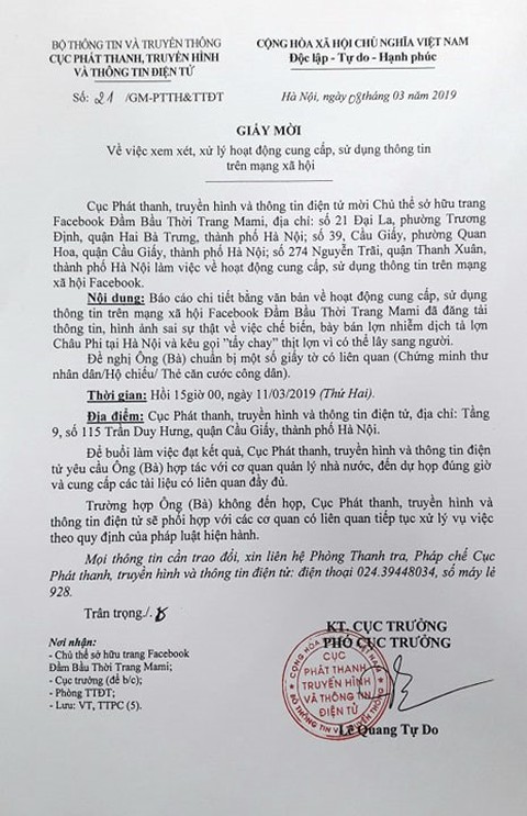 Mời chủ fanpage đến làm rõ thông tin sai sự thật về dịch tả heo châu Phi - Ảnh 1. Mời chủ fanpage đến làm rõ thông tin sai sự thật về dịch tả heo châu Phi - Ảnh 1.