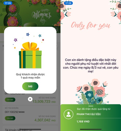 Gửi quà, quản lý tài khoản dễ dàng với VCB-Mobile B@nking - Ảnh 1. Gửi quà, quản lý tài khoản dễ dàng với VCB-Mobile B@nking - Ảnh 1.