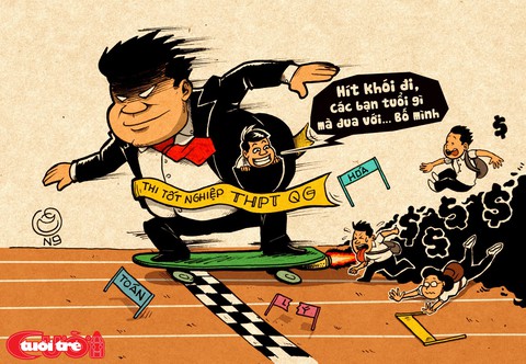 Chùm tranh biếm họa Ai đã nâng điểm cho con tôi? - Ảnh 1. Chùm tranh biếm họa Ai đã nâng điểm cho con tôi? - Ảnh 1.