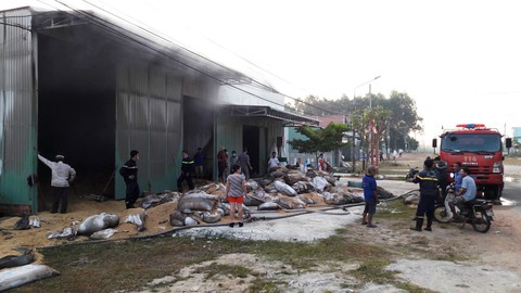 Xưởng than củi bốc cháy dữ dội lúc rạng sáng - Ảnh 1. Xưởng than củi bốc cháy dữ dội lúc rạng sáng - Ảnh 1.