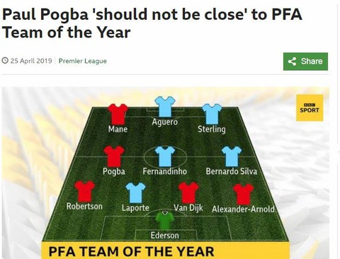 Nhiều chuyên gia phản đối việc Paul Pogba lọt vào đội hình tiêu biểu - Ảnh 1. Nhiều chuyên gia phản đối việc Paul Pogba lọt vào đội hình tiêu biểu - Ảnh 1.