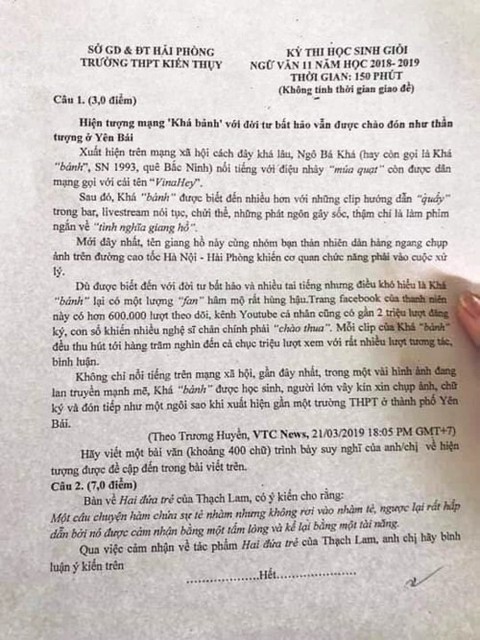Tranh cãi quanh vụ Khá bảnh vào đề thi học sinh giỏi - Ảnh 1. Tranh cãi quanh vụ Khá bảnh vào đề thi học sinh giỏi - Ảnh 1.