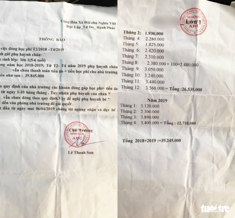 Xác minh vụ trường ngừng dạy trẻ vì ‘gia đình nợ tiền học’ - Ảnh 2. Xác minh vụ trường ngừng dạy trẻ vì ‘gia đình nợ tiền học’ - Ảnh 2.