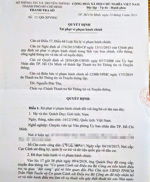 Chuyên viên văn phòng UBND TP.HCM kiện quyết định xử phạt xúc phạm người khác - Ảnh 2. Chuyên viên văn phòng UBND TP.HCM kiện quyết định xử phạt xúc phạm người khác - Ảnh 2.