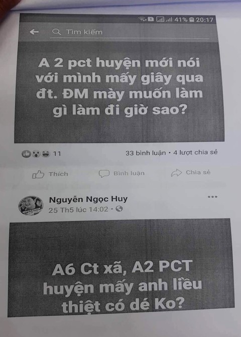 Cho rằng bị bôi nhọ trên Facebook, phó chủ tịch huyện kiến nghị xử lý 1 viên chức - Ảnh 1. Cho rằng bị bôi nhọ trên Facebook, phó chủ tịch huyện kiến nghị xử lý 1 viên chức - Ảnh 1.