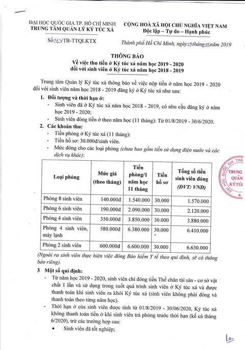 Ký túc xá ĐHQG TP.HCM thu tiền trước một năm, sinh viên bức xúc - Ảnh 2. Ký túc xá ĐHQG TP.HCM thu tiền trước một năm, sinh viên bức xúc - Ảnh 2.