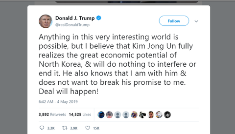 Triều Tiên phóng đầu đạn, ông Trump vẫn tin ông Kim giữ lời hứa - Ảnh 2. Triều Tiên phóng đầu đạn, ông Trump vẫn tin ông Kim giữ lời hứa - Ảnh 2.